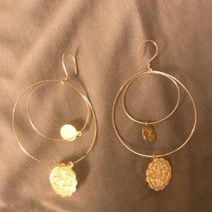 10kt gold wire hoops with monogram charms